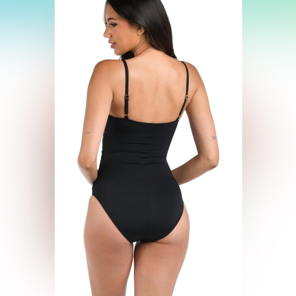 NWT β’ La Blanca β’ One Piece Swimsuit Island Goddess Shirred Side Suit β’ Size 8 β’ - Picture 2 of 10